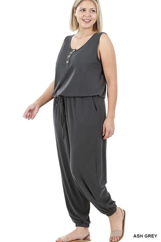 Plus Sleeveless Jogger Jumpsuit - Scarlett's Riverside Boutique 