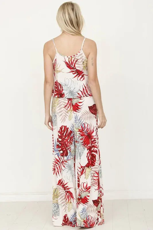 Tropical Spaghetti Strap Jumpsuit - Scarlett's Riverside Boutique 