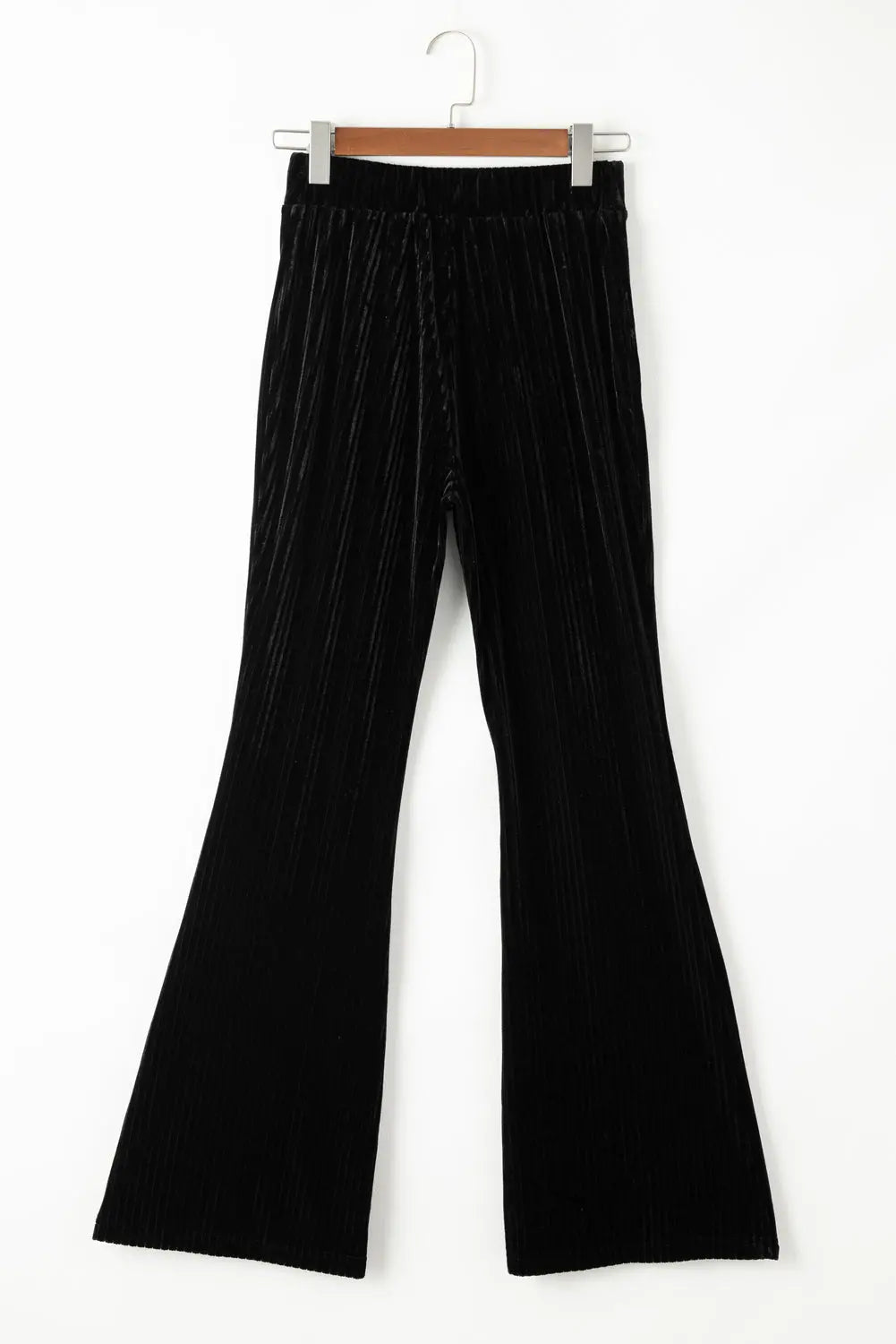 Black Solid Color High Waist Flare Corduroy Pants - Scarlett's Riverside Boutique 