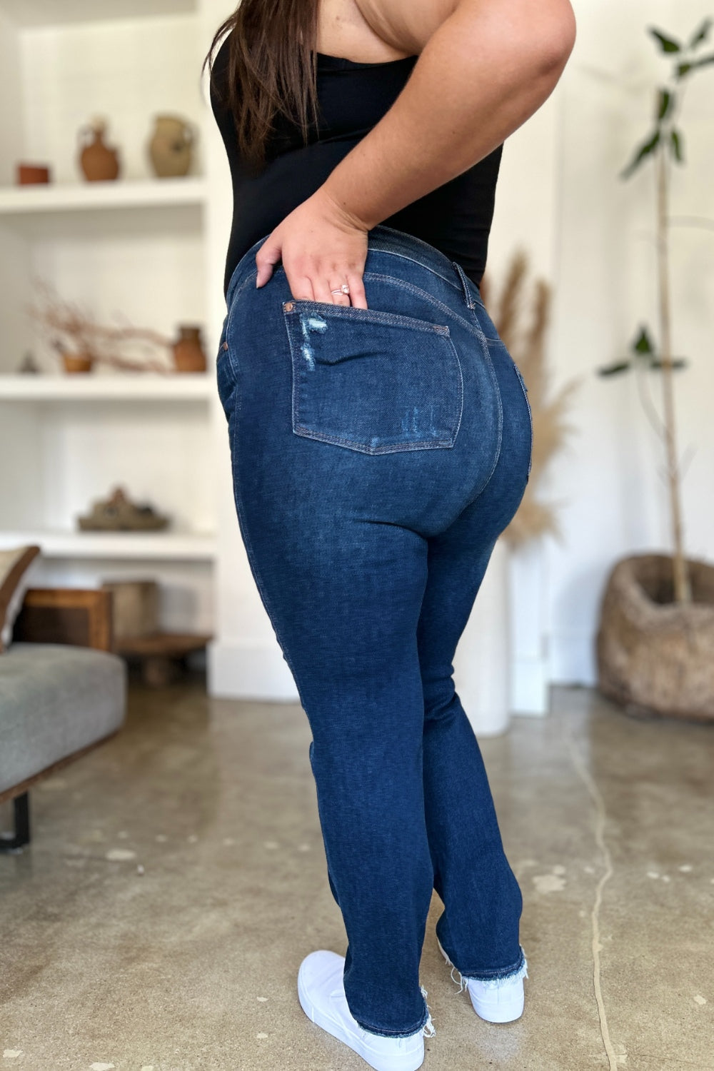 Judy Blue, High Waist destroyed denim jeans. Inseam 30" - Scarlett's Riverside Boutique 