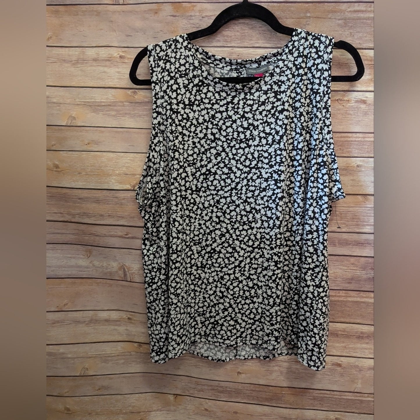 Vince Camuto Floral Crewneck Split Back Keyhole Tank Top. Sz XL #97