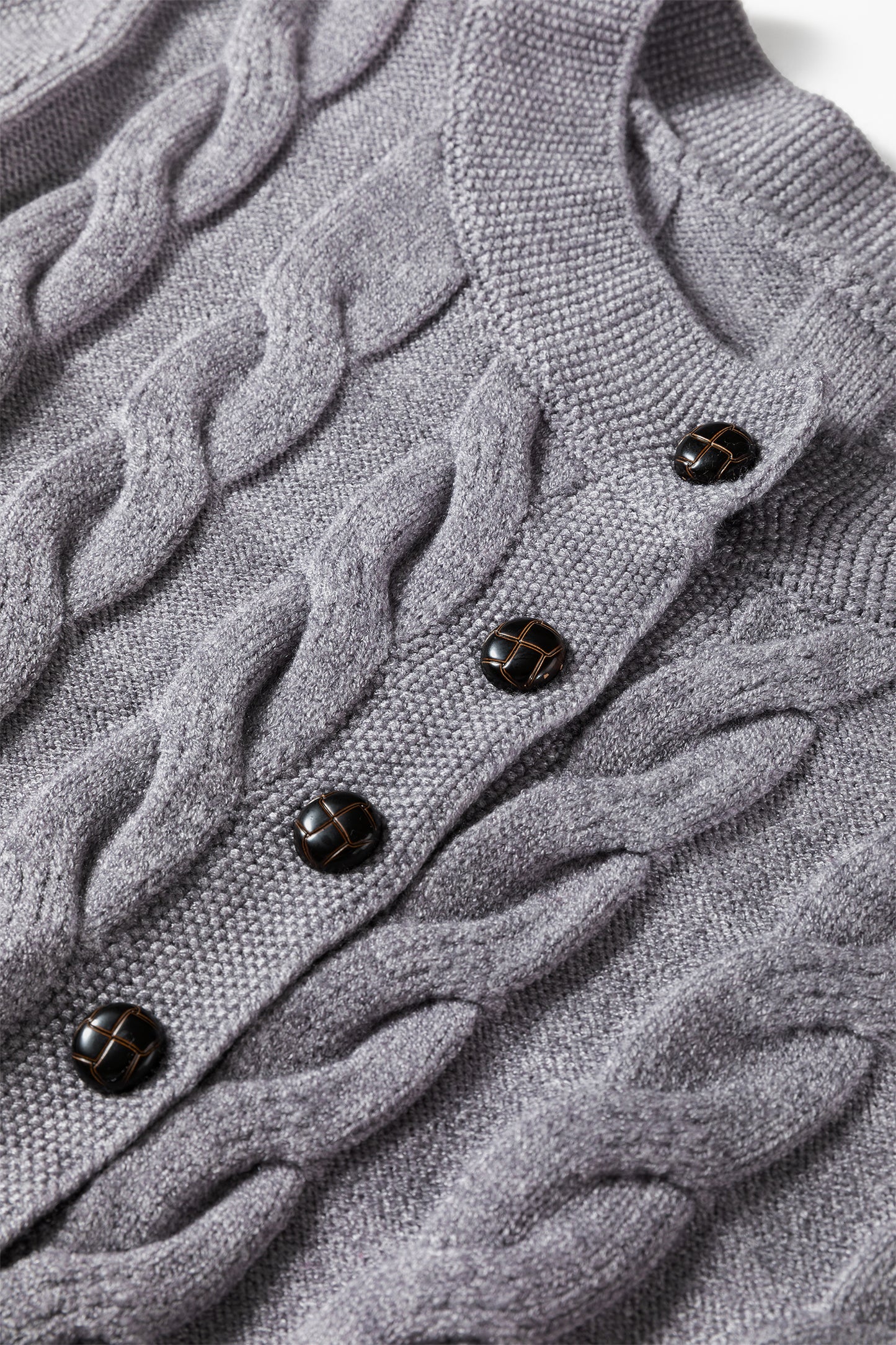 Grey Cable Knit Cardigan Sweater