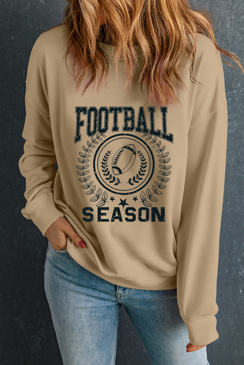 Khaki Rugby FOOTBALL SEASON Graphic Game Day Sweatshirt - Scarlett's Riverside Boutique 