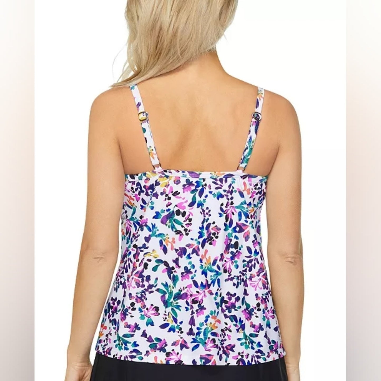 Island EscapeWomen's Scorpio Floral-Print Twist-Front Tankini Top Sz 14 #A6