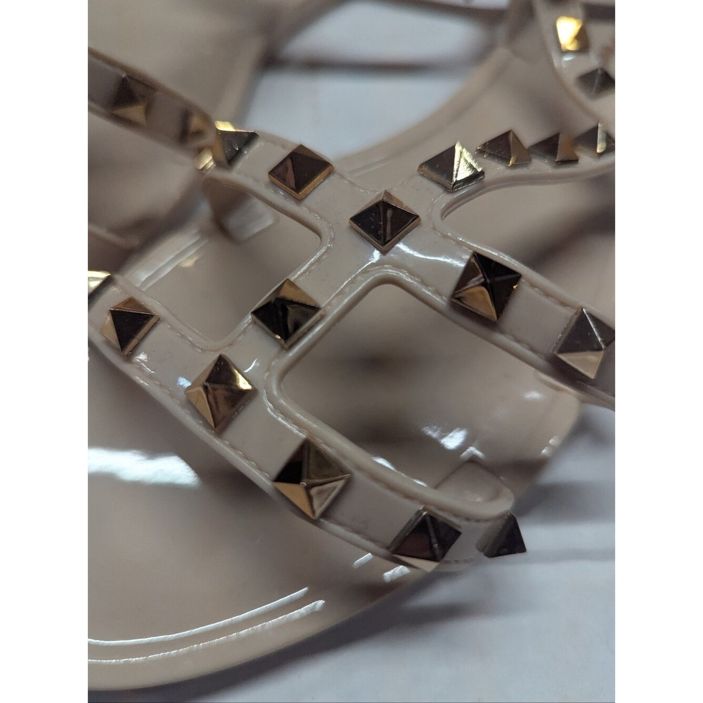 Forever Nude Jelly Sandals Gold Studded Gladiator Flat Sandals Size 38
