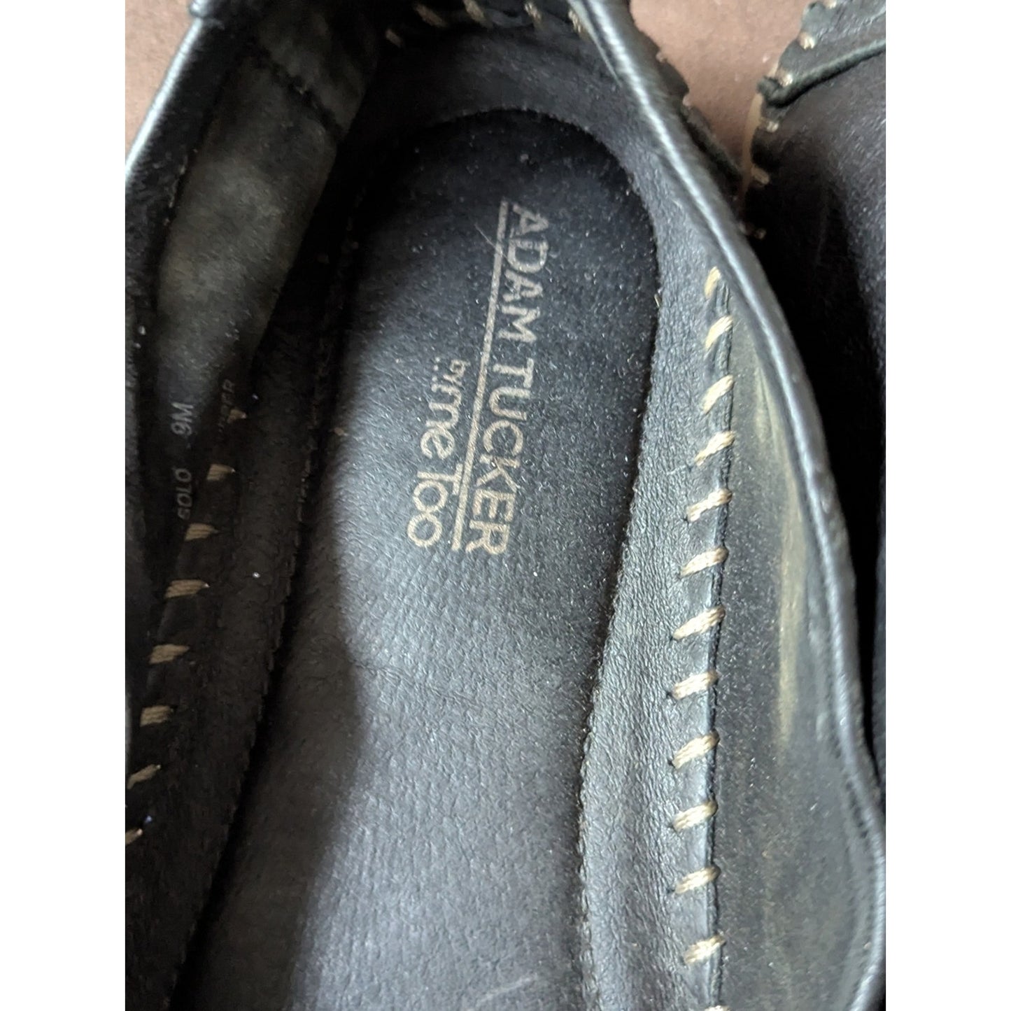 Adam Tucker Me Too Solo Black Leather Loafers Women’s Size 9M Slip On Moc Flats