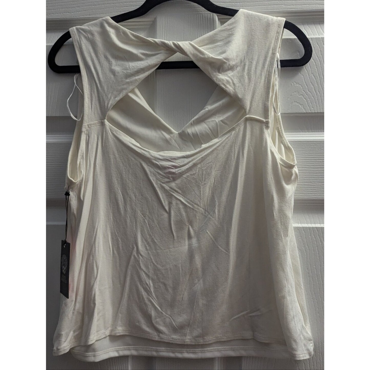 Vince Camuto Womens L New Ivory Twist Back Sleeveless Tank Top NWT Coastal Hues