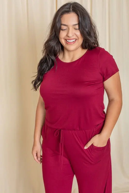 Short Sleeve Jumpsuit W/Pocket - Scarlett's Riverside Boutique 