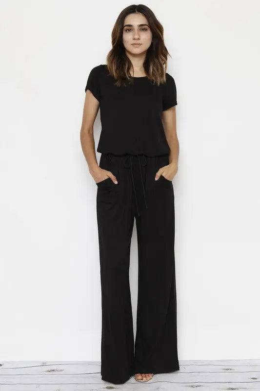 Short Sleeve Jumpsuit W/Pocket - Scarlett's Riverside Boutique 