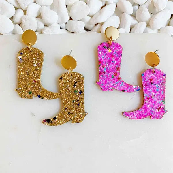 Glittered Up Cowgirl Earrings - Scarlett's Riverside Boutique 