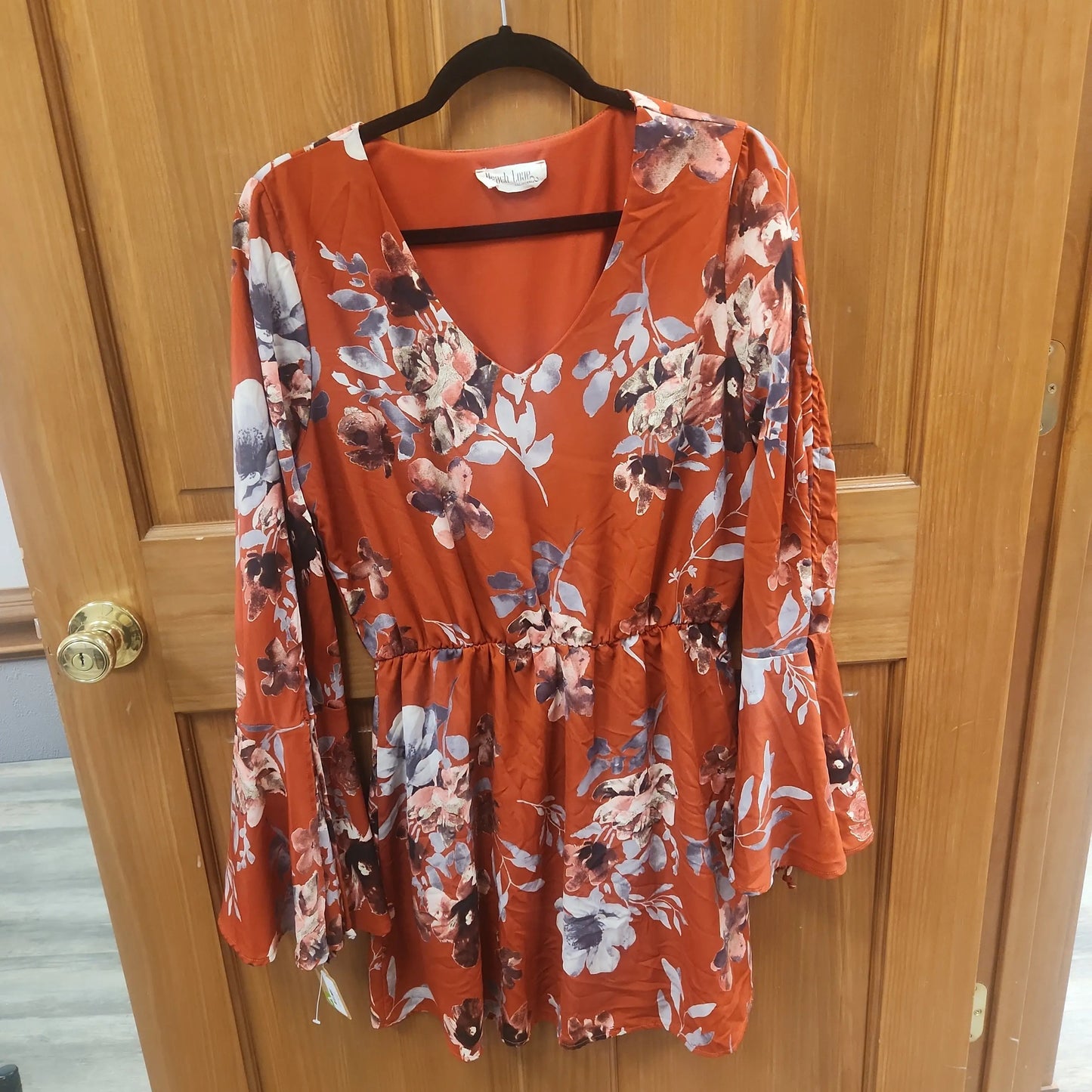 Rust Floral Dress RS 1 - Scarlett's Riverside Boutique 