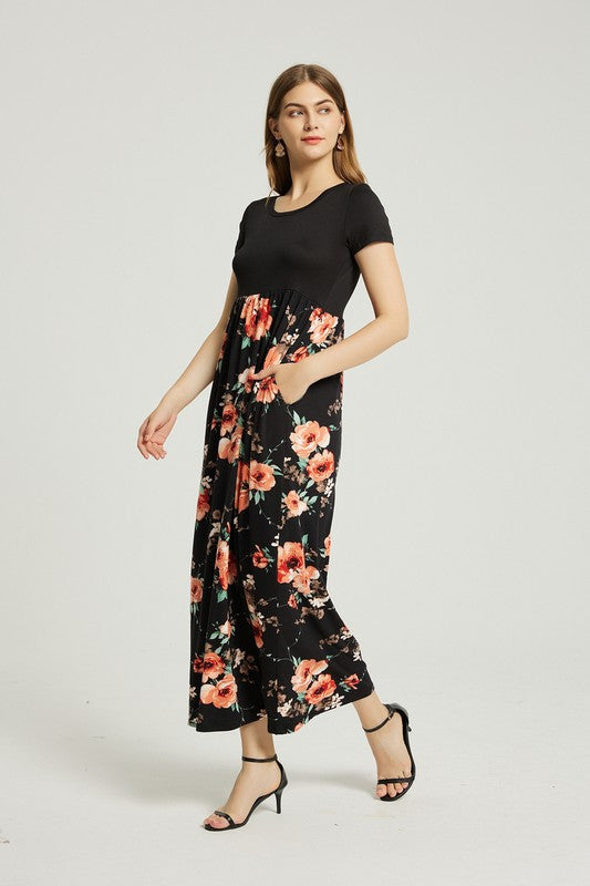 Womens Summer Casual Floral Maxi Dress With Pocket - Scarlett's Riverside Boutique 