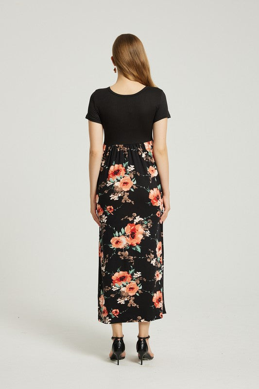 Womens Summer Casual Floral Maxi Dress With Pocket - Scarlett's Riverside Boutique 