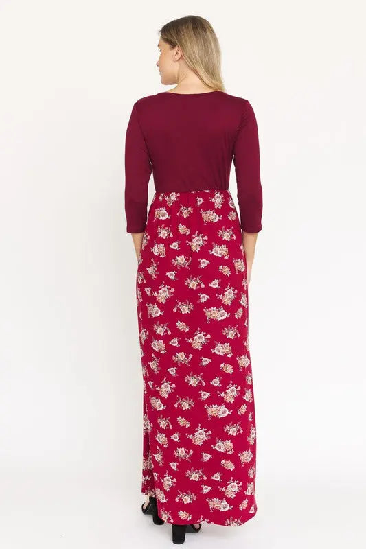 Quarter Sleeve Floral Maxi Dress - Scarlett's Riverside Boutique 