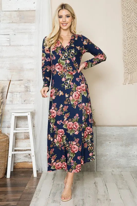 Floral Maxi Wrap Dress - Scarlett's Riverside Boutique 