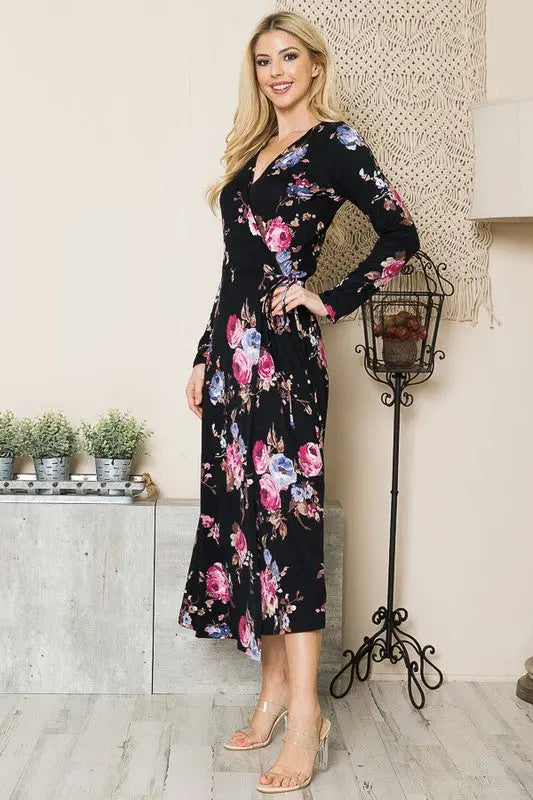 Floral Maxi Wrap Dress - Scarlett's Riverside Boutique 