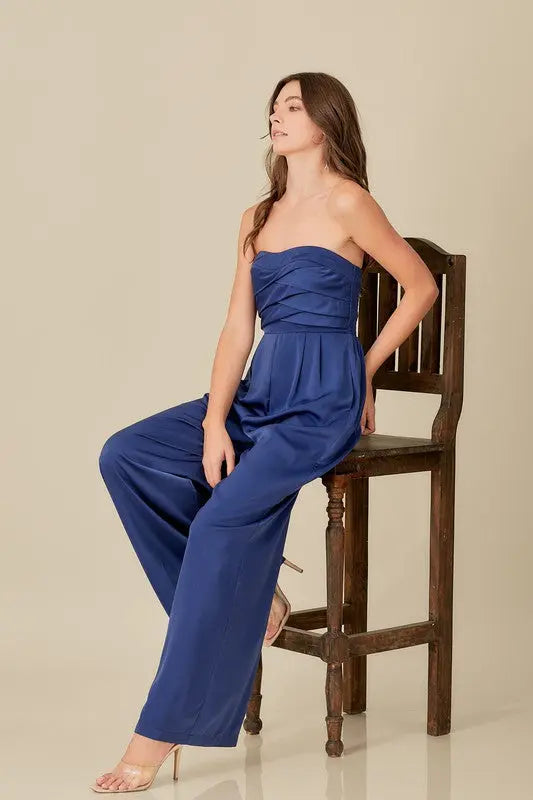 Overlapping Top Detailed Jumpsuit - Scarlett's Riverside Boutique 