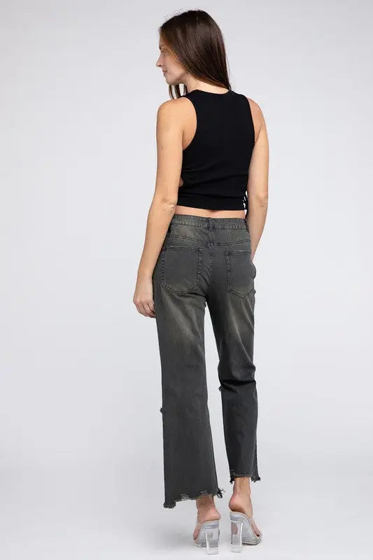 Distressed Vintage Washed Wide Leg Pants - Scarlett's Riverside Boutique 