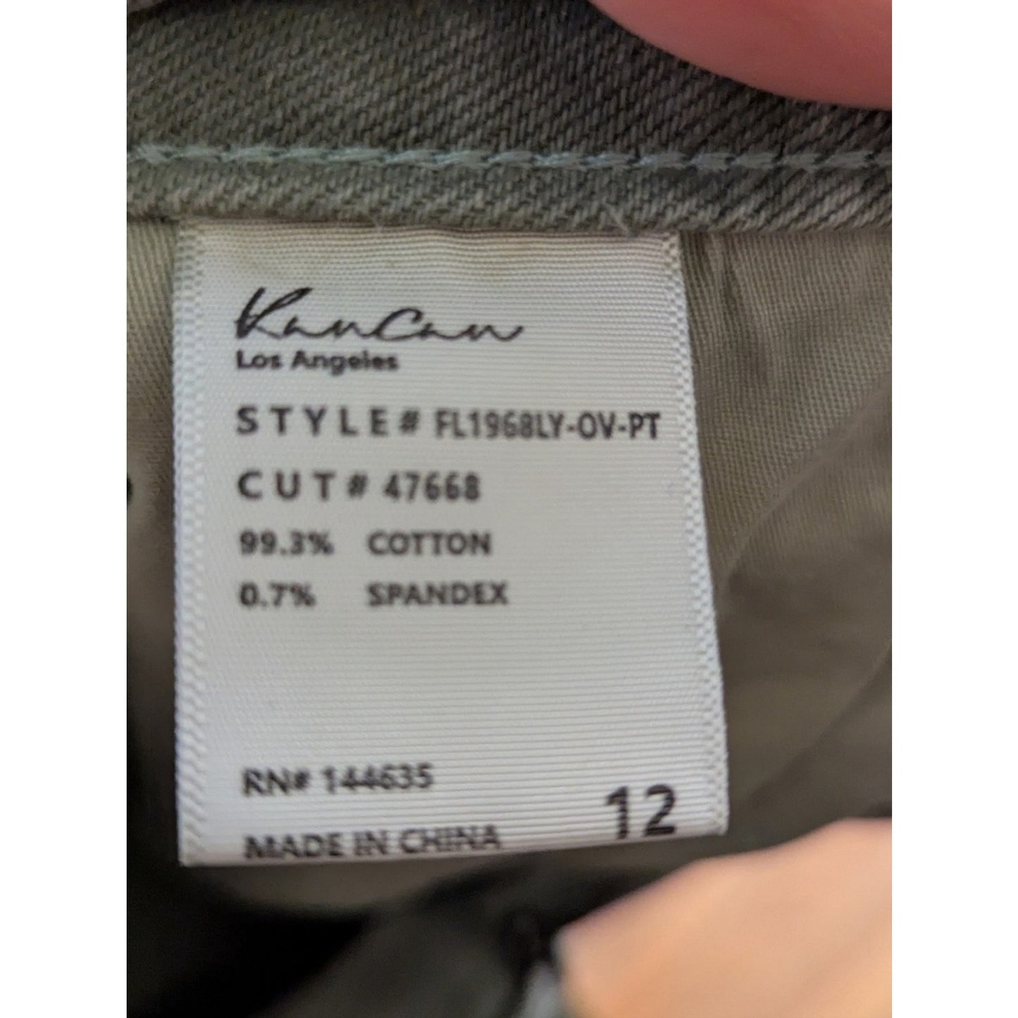 KanCan Los Angeles Olive Green Flare Jeans Womens Size 12 Mid Rise Stretch Denim