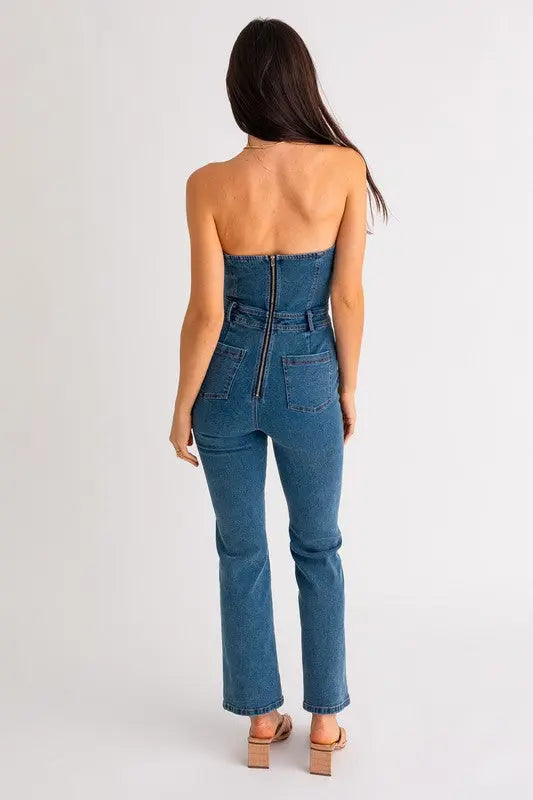 Tube Denim Jumpsuit - Scarlett's Riverside Boutique 