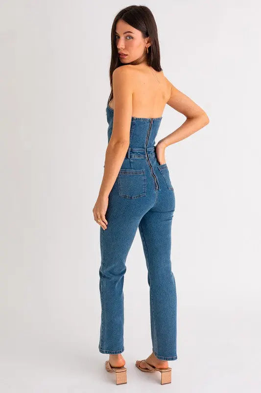 Tube Denim Jumpsuit - Scarlett's Riverside Boutique 