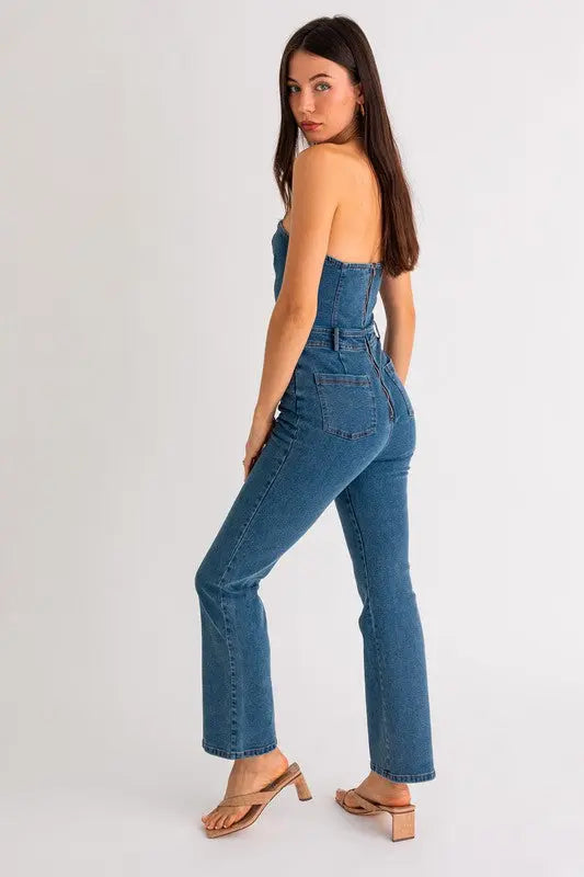 Tube Denim Jumpsuit - Scarlett's Riverside Boutique 