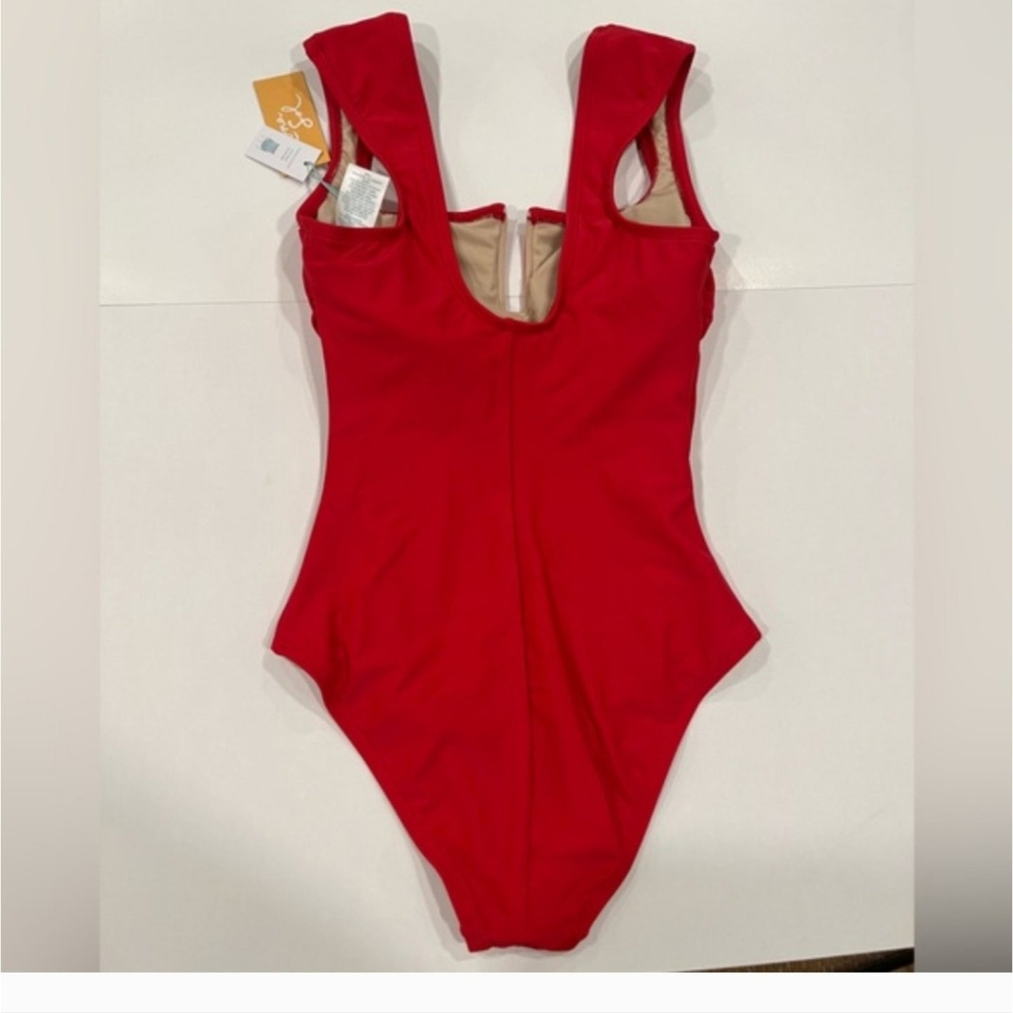NWT Kona Sol Red One Piece Swimsuit Size M Square Neck Shelf Bra. Sz S #G32