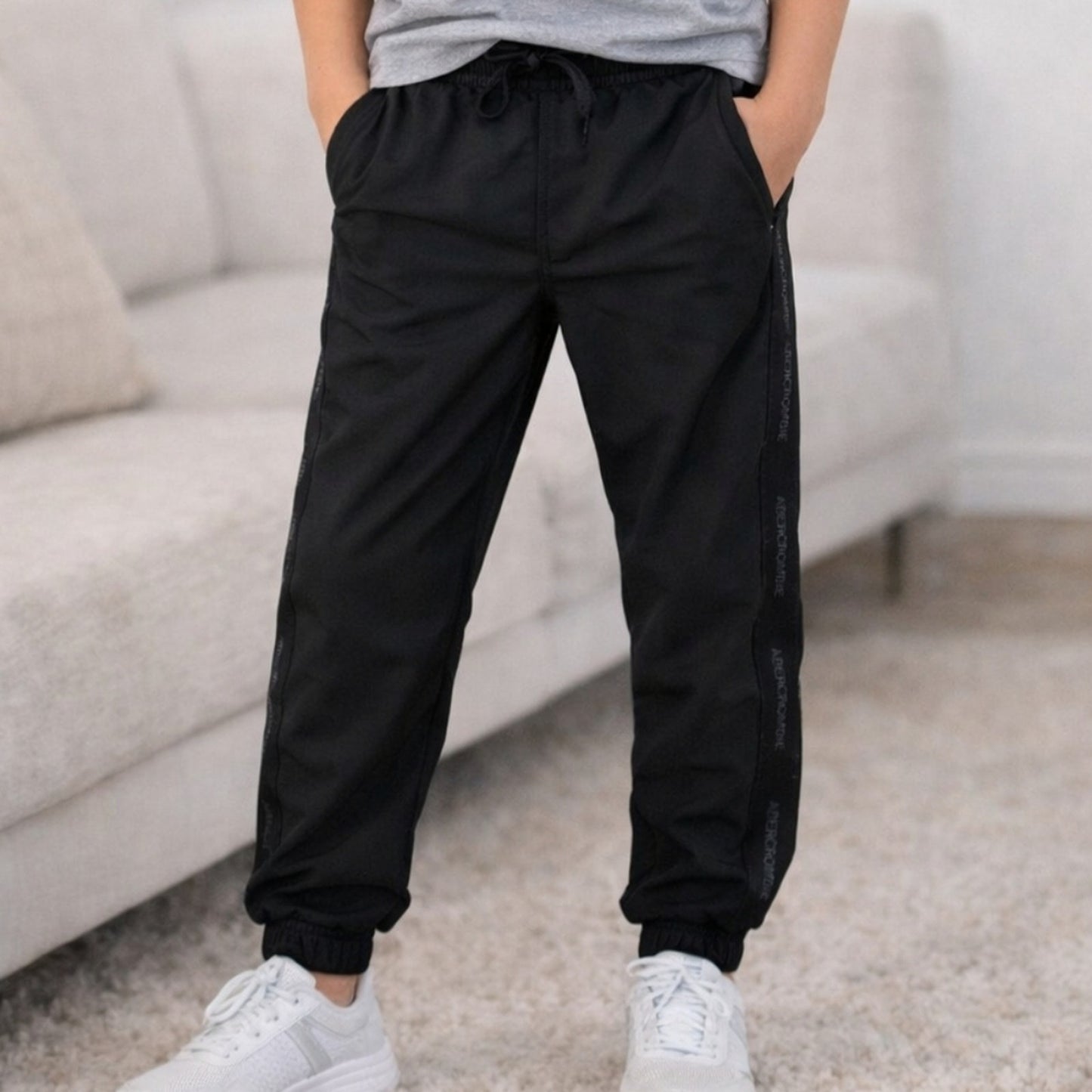 Abercrombie & Fitch Black Joggers Kids Black Jogger Pants Size 7/8 #D95