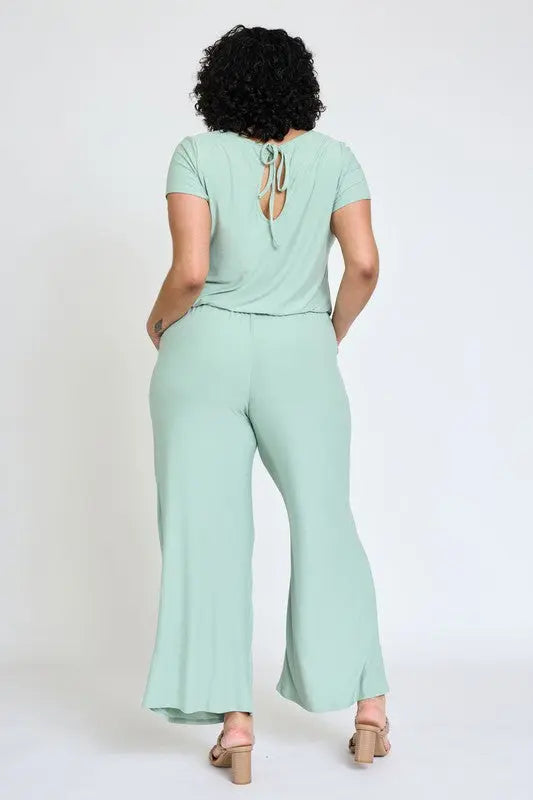 Spring Short Sleeve Jumpsuit W/Pocket - Scarlett's Riverside Boutique 