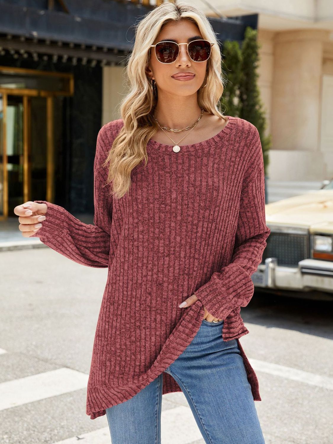 Round Neck Long Sleeve T-Shirt - Scarlett's Riverside Boutique 