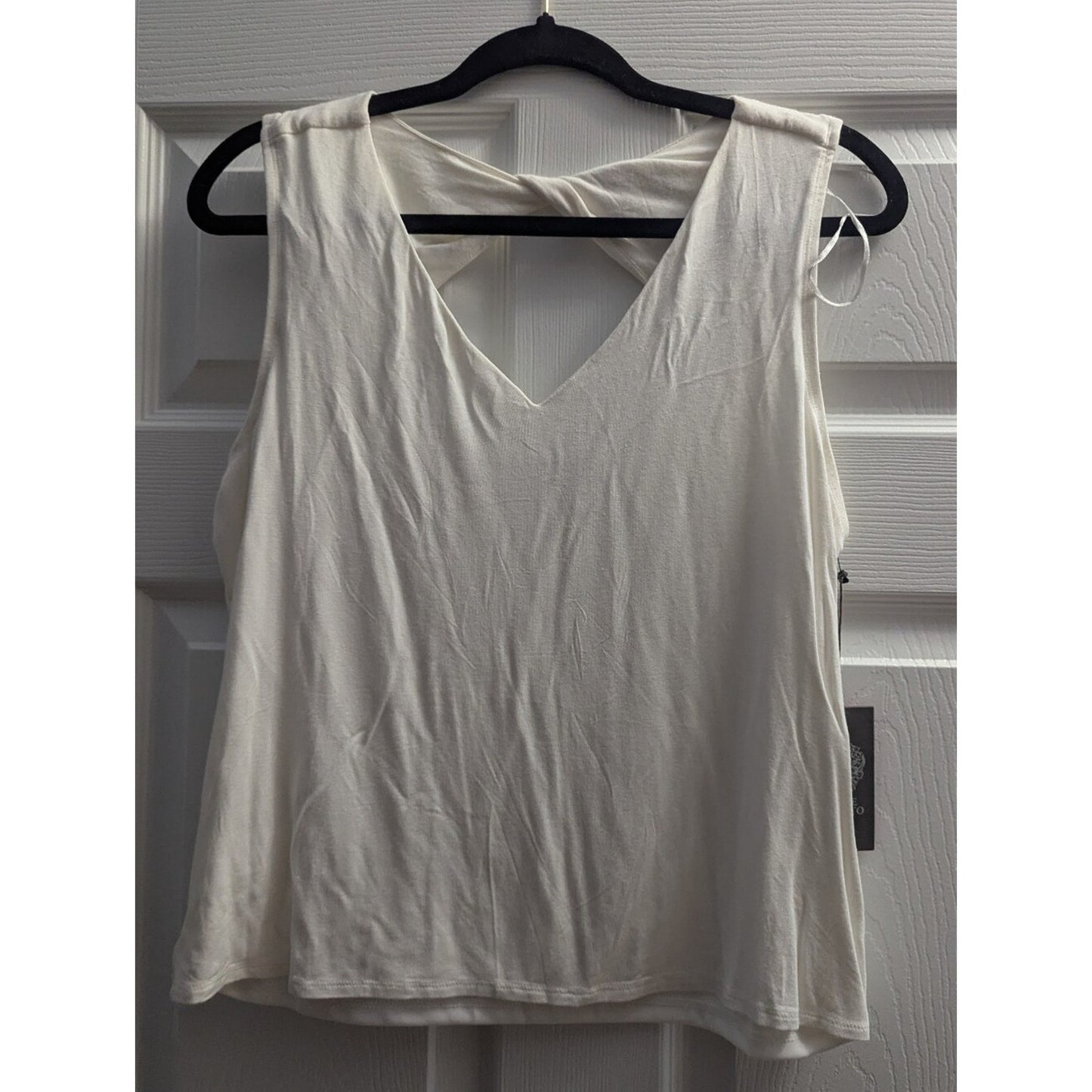 Vince Camuto Womens L New Ivory Twist Back Sleeveless Tank Top NWT Coastal Hues
