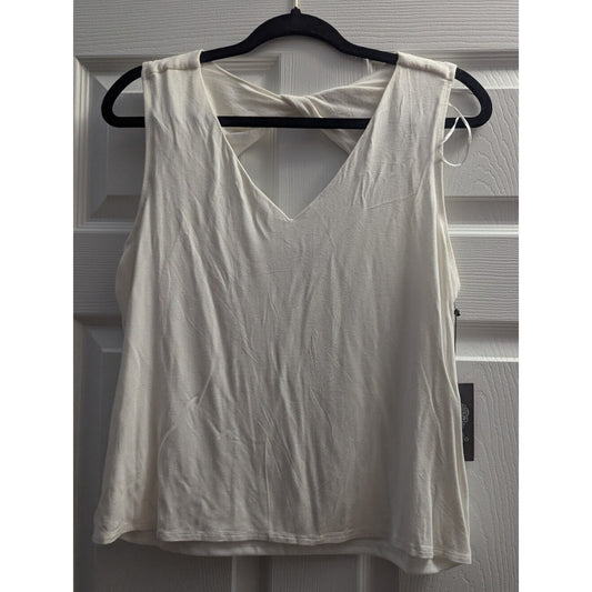 Vince Camuto Womens L New Ivory Twist Back Sleeveless Tank Top NWT Coastal Hues