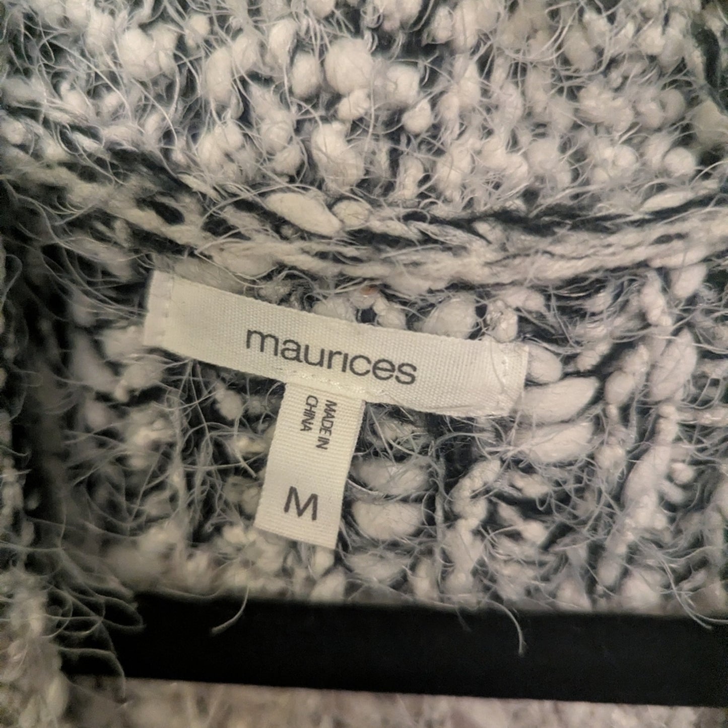 Maurices Size M, Chunky Knit Open Front Cardigan – Gray & Cream Striped Cozy.C34