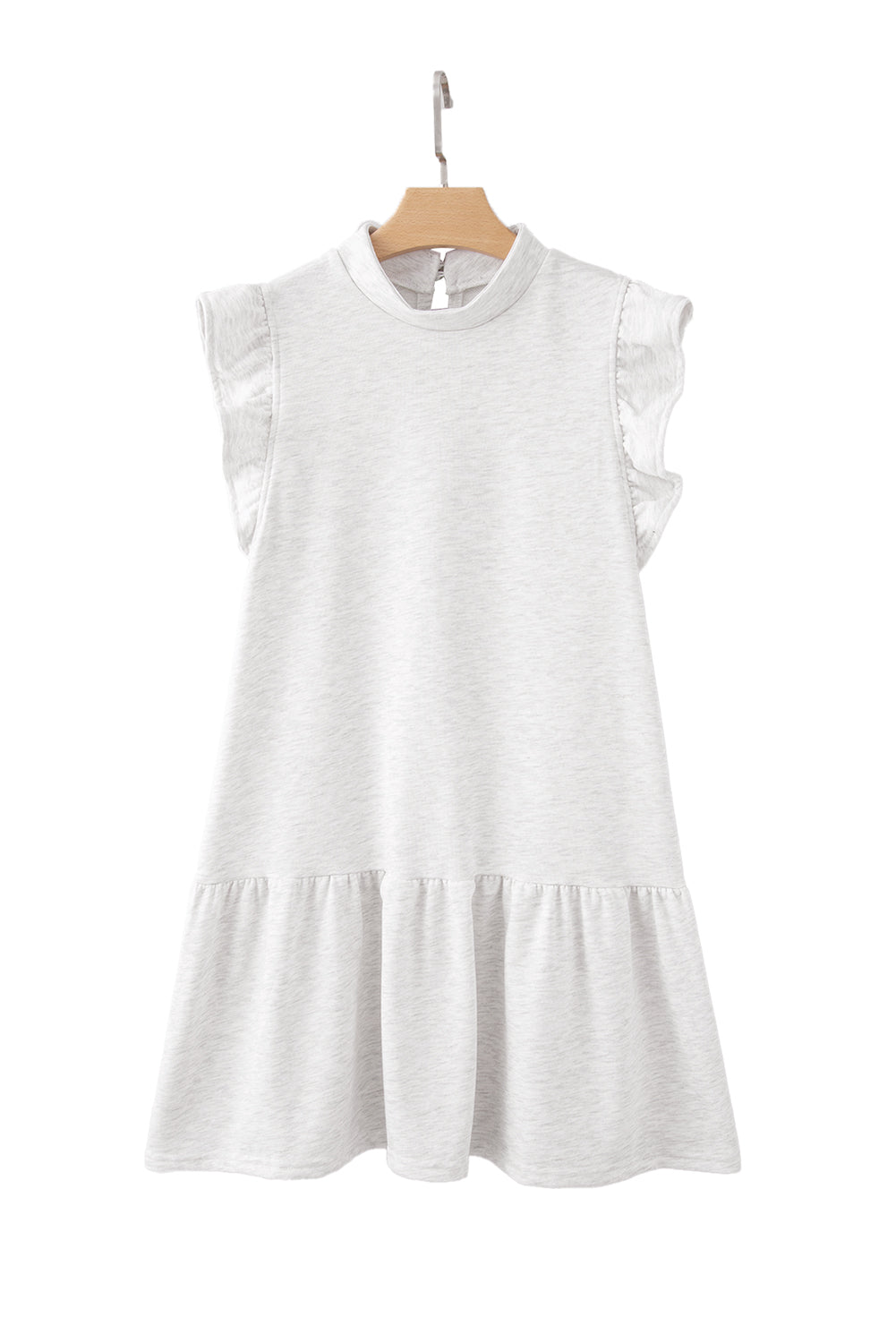 White Flutter Sleeve Crew Neck Shift Dress - Scarlett's Riverside Boutique 