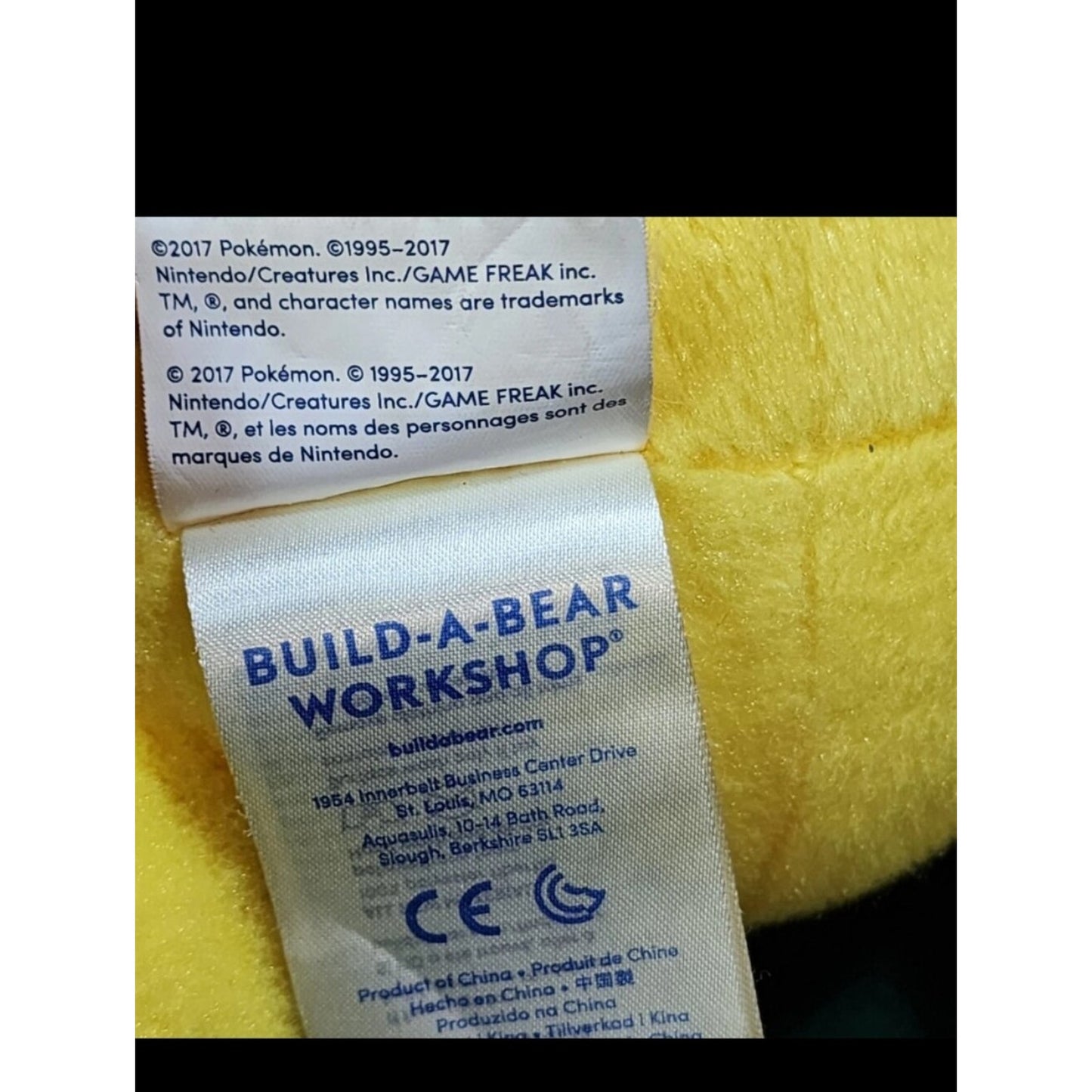 Build-A-Bear Pokémon Pikachu Plush Stuffed Animal Yellow BAB Paw Sound Toy
