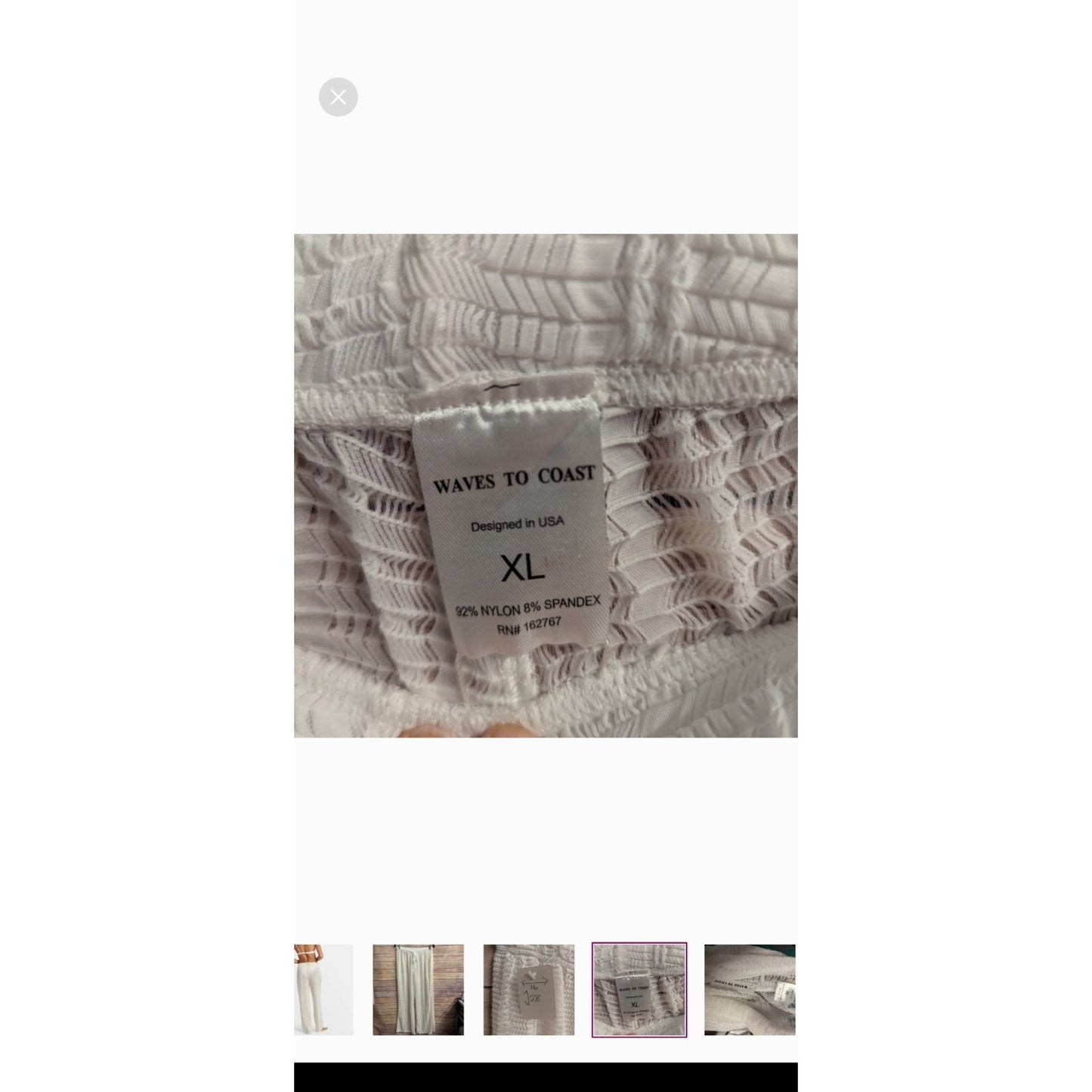 WAVES TO COAST White/Ivory Women's Pants Swimsuit Cover Up NWTs Sz XL