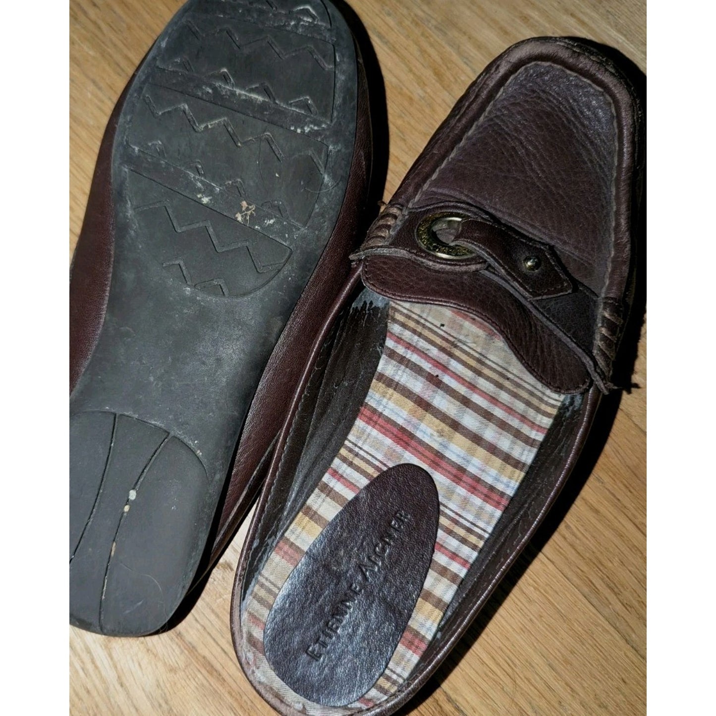 Aigner Whisper Brown Leather Loafers Women’s Size 6M Slip On Moc Shoes