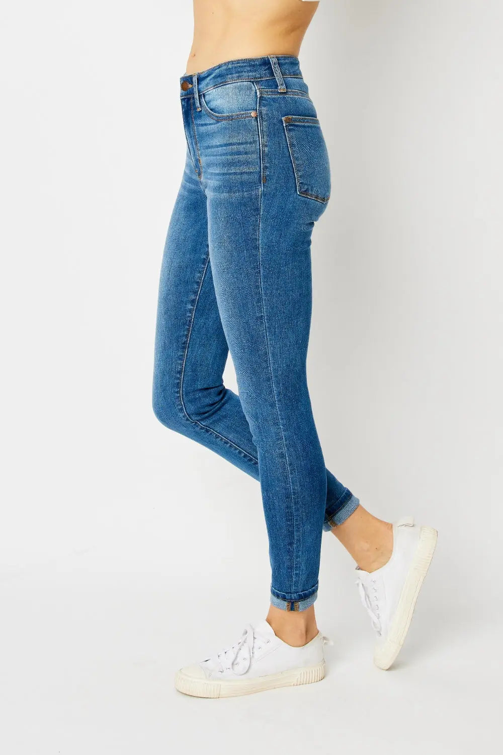 Judy Blue Full Size Cuffed Hem Skinny Jeans - Scarlett's Riverside Boutique 