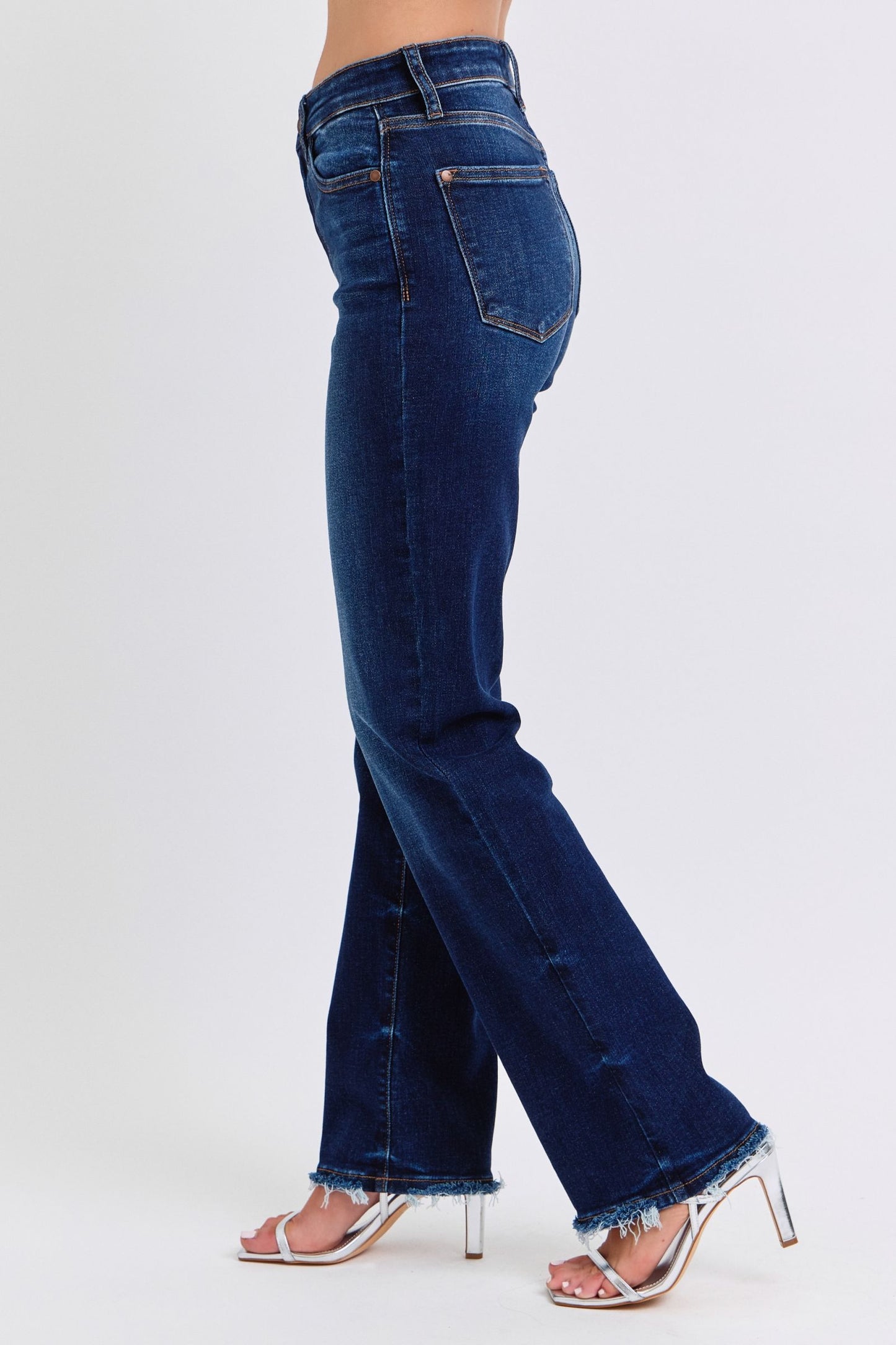 Judy Blue Full Size Raw Hem Straight Leg Jeans - Scarlett's Riverside Boutique 