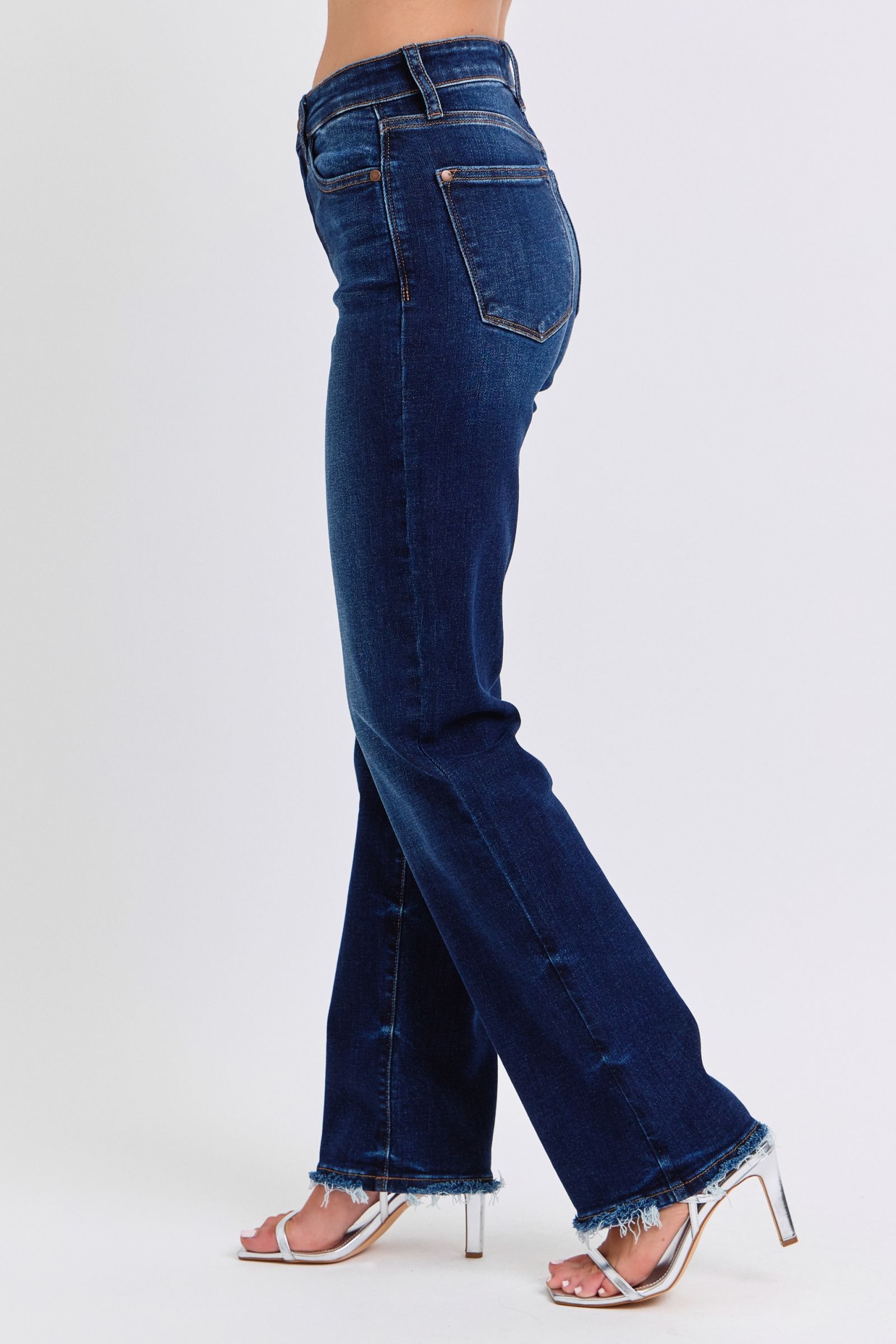 Judy Blue Full Size Raw Hem Straight Leg Jeans - Scarlett's Riverside Boutique 