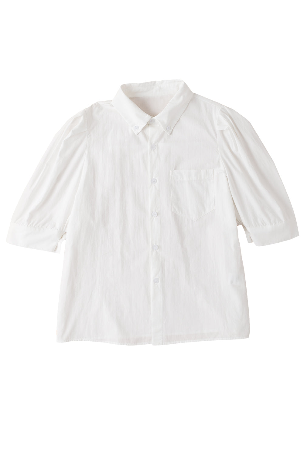 White Solid Puff Short Sleeve Shirt - Scarlett's Riverside Boutique 