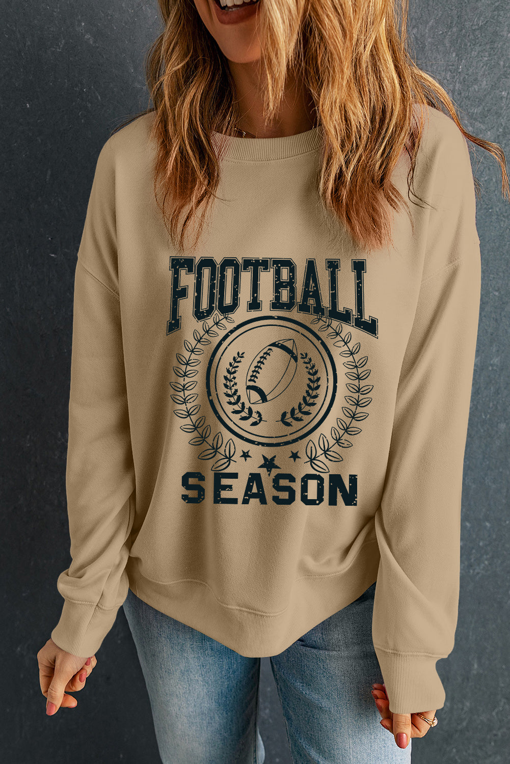 Khaki Rugby FOOTBALL SEASON Graphic Game Day Sweatshirt - Scarlett's Riverside Boutique 