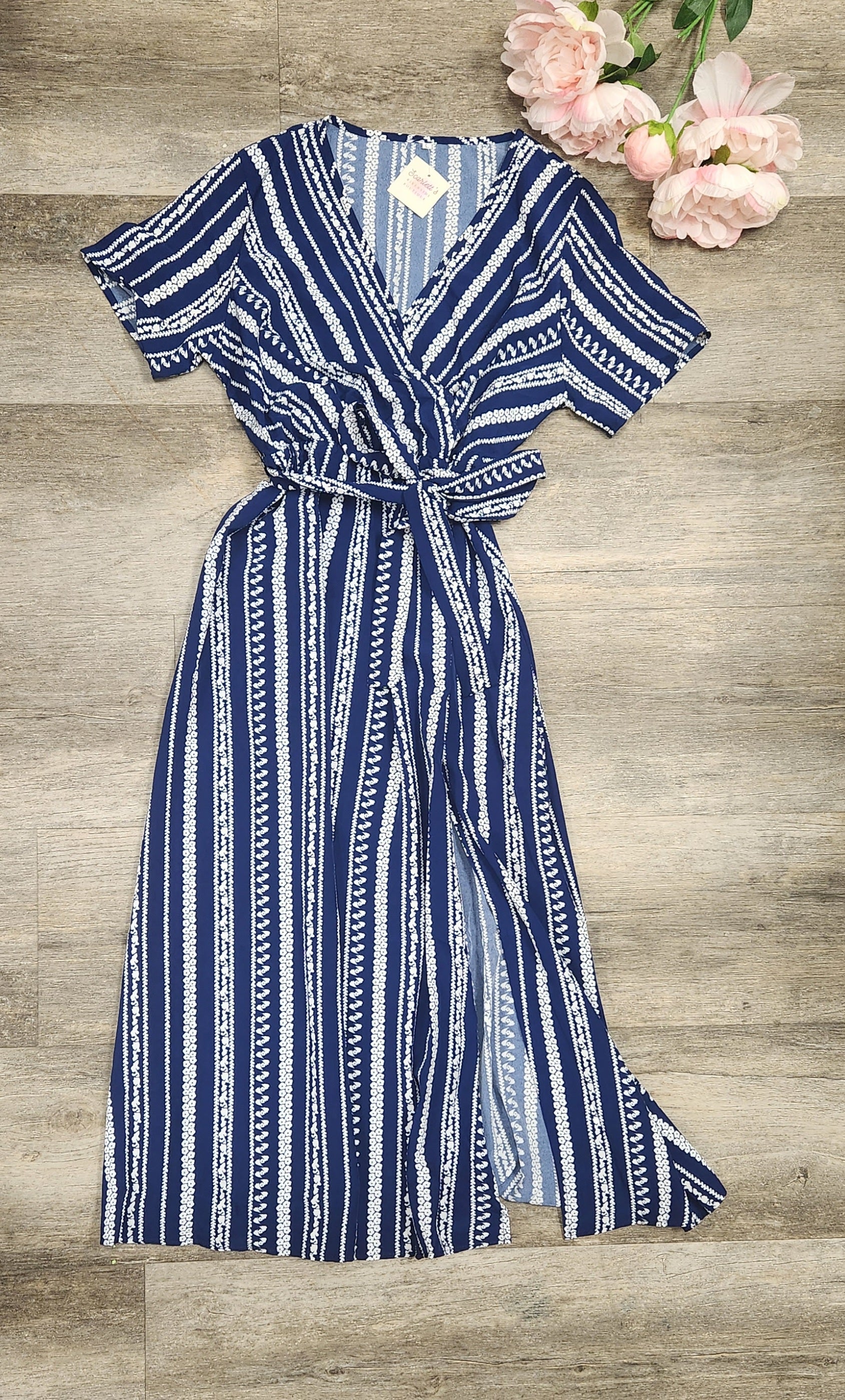 Naomi Navy Patterned Dress - Scarlett's Riverside Boutique 
