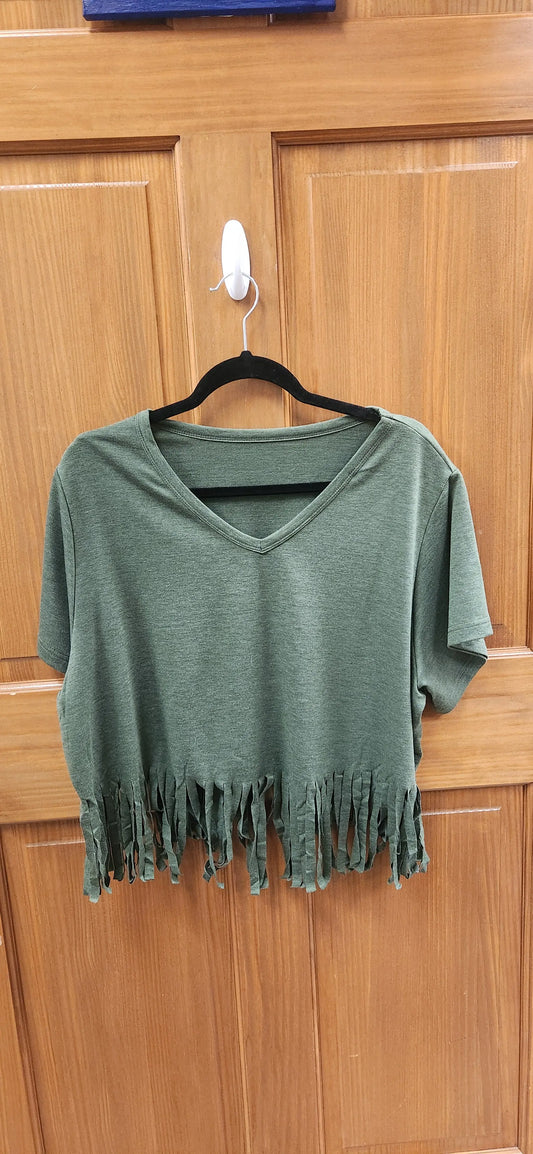 Green Fringe Top - Scarlett's Riverside Boutique 