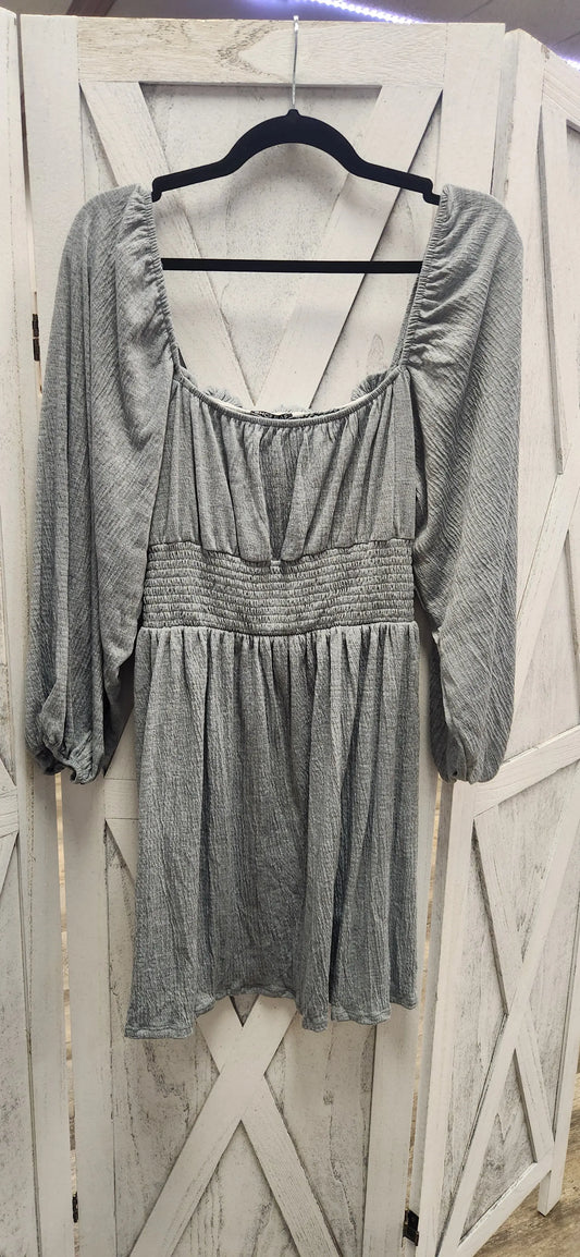 Greta Gray Peasant Dress - Scarlett's Riverside Boutique 