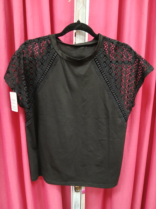 Black Mesh Short Sleeve Shirt - Scarlett's Riverside Boutique 