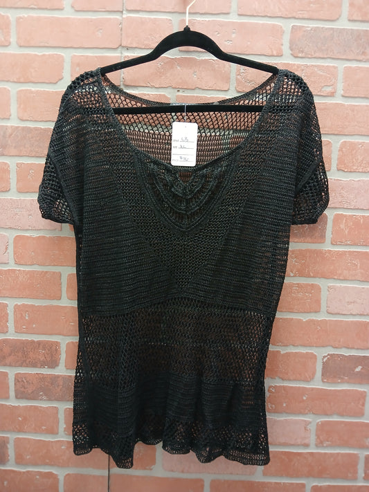 Black Mesh Short Sleeve Shirt - Scarlett's Riverside Boutique 