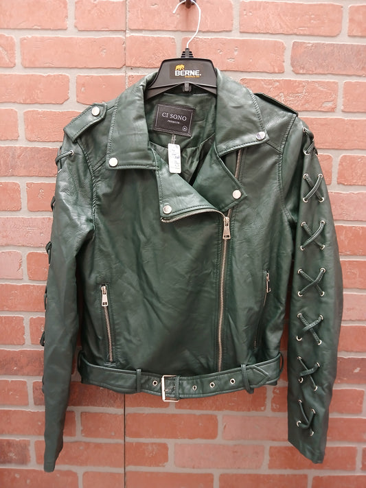 Green Faux Leather Jacket - Scarlett's Riverside Boutique 