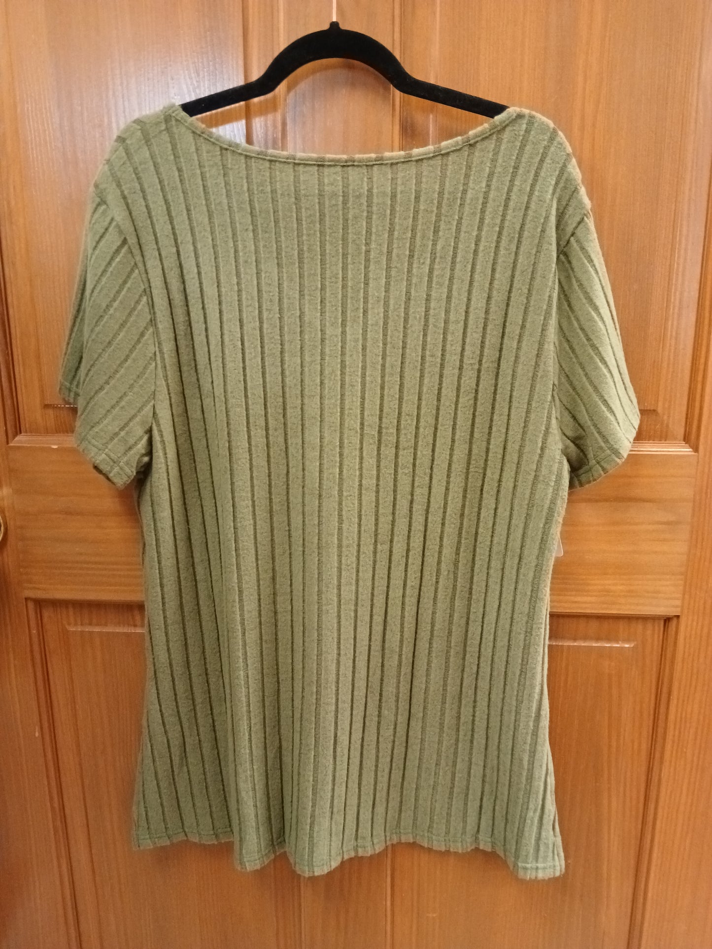 Green Raised Lined Short Sleeve Blouse - Scarlett's Riverside Boutique 