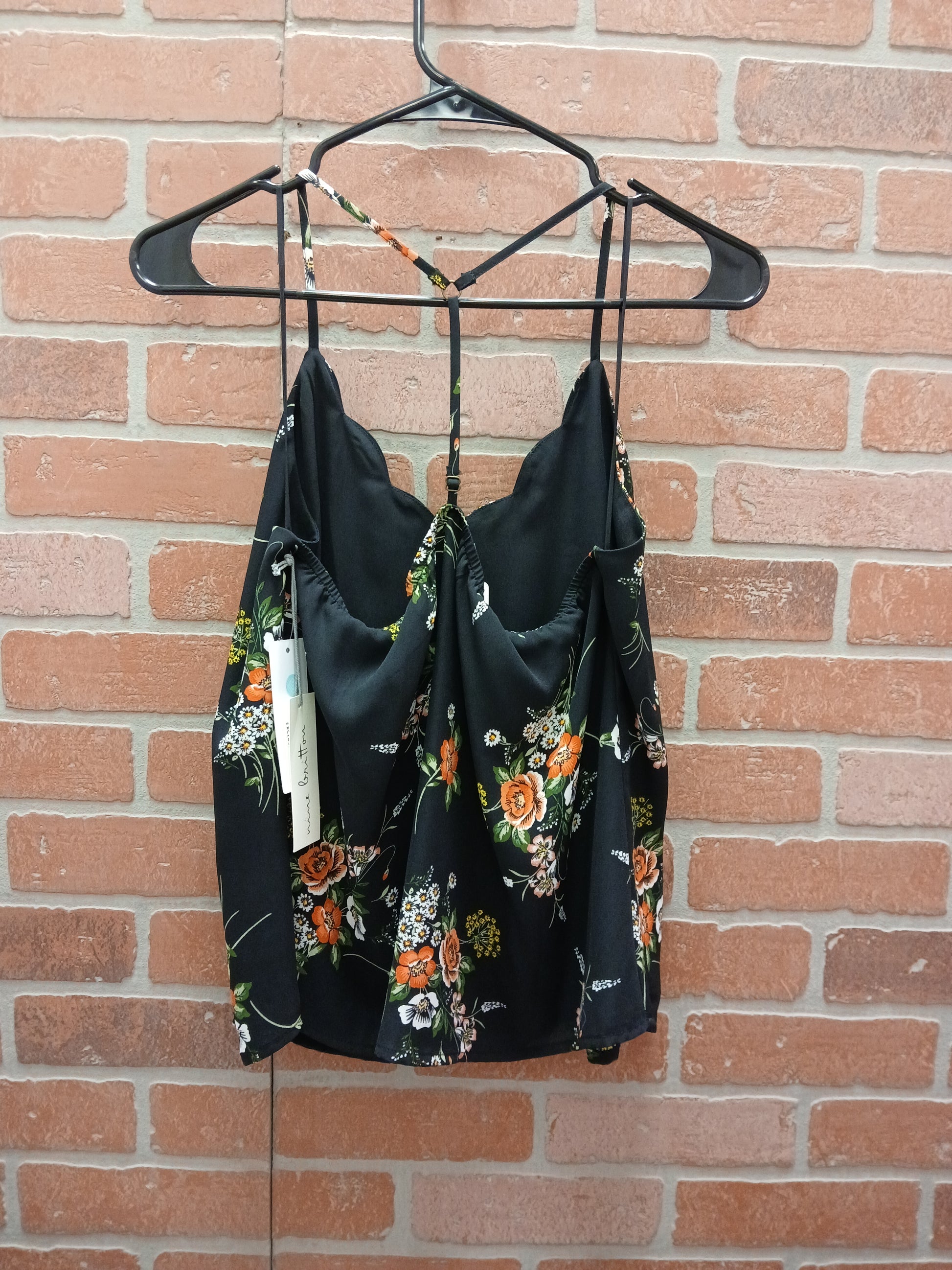 Nine Britton Black Floral Spaghetti Crop - Scarlett's Riverside Boutique 